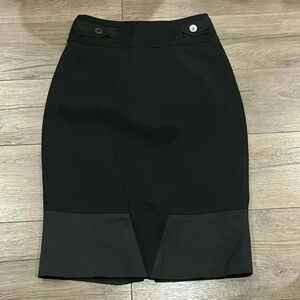 [US2]Karen  Millen Black Wool Blend Pencil Knee Skirt